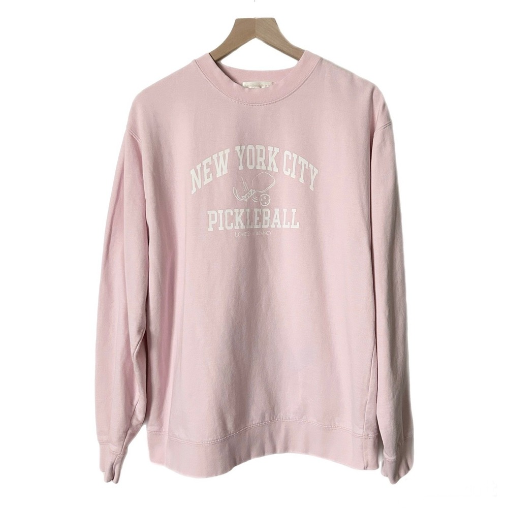 LoveShackFancy x First Port NYC Pickleball Graphic Sweatshirt Pink Size Large